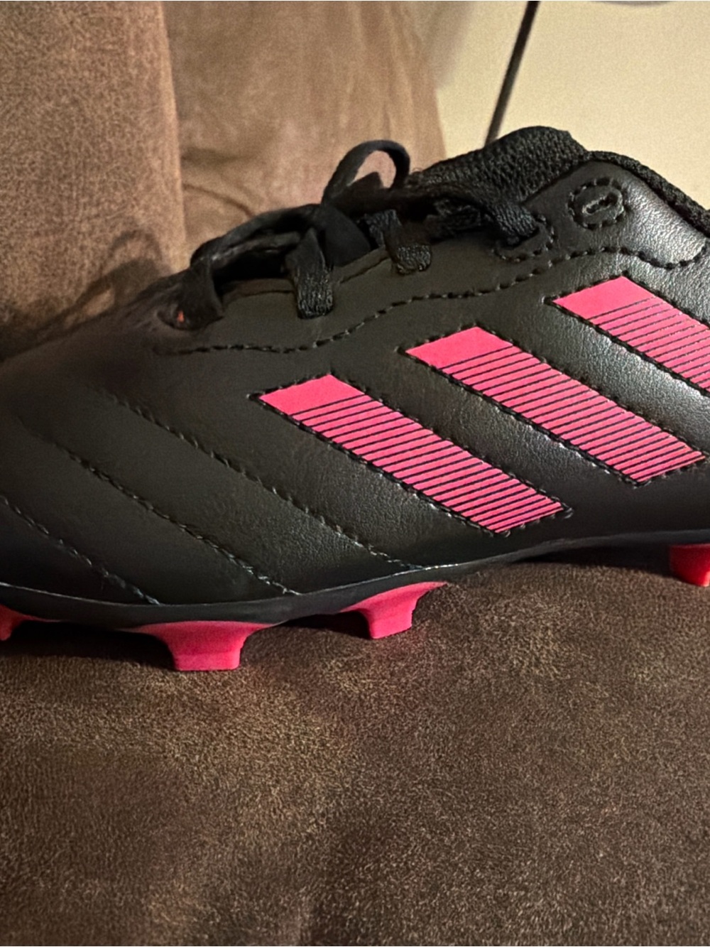 adidas Kids Black Sneakers with Pink Accents